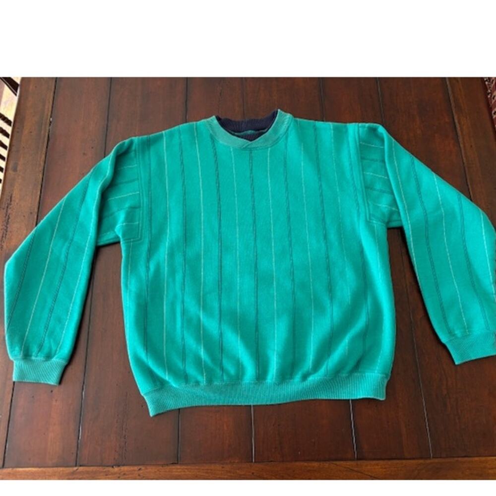 Vintage Eddie Bauer Mens Size Large Green Striped Sweatshirt‎ 1980 to 1995